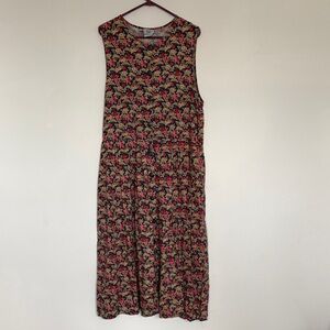 Laura Ashley Blue and Pink Floral Midi Dress Size 10